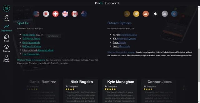 A modern landing page showing positive reviews of our product.